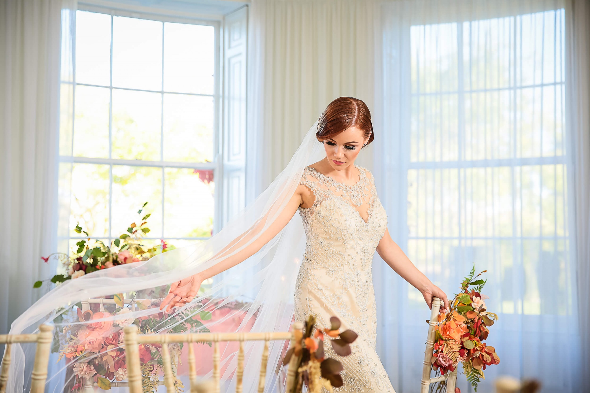 bride in garden view