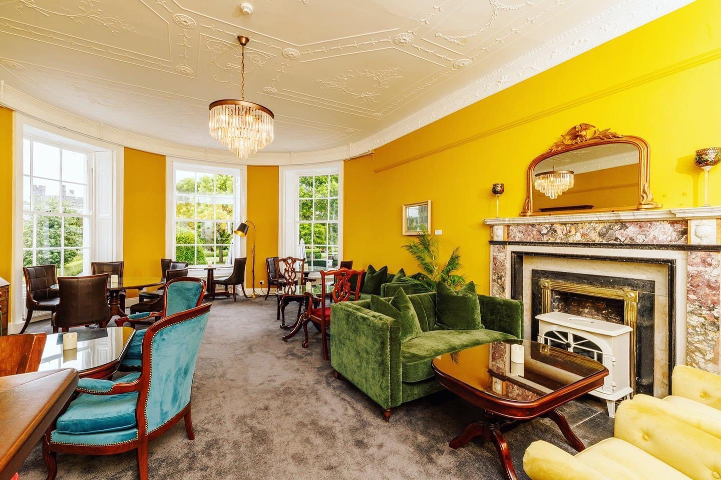 garden view fireplace